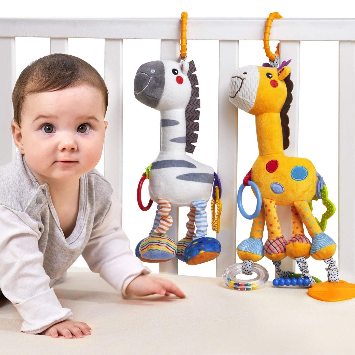 Set 2 jucarii pentru bebelusi Tumama® - Model Girafa si Zebra