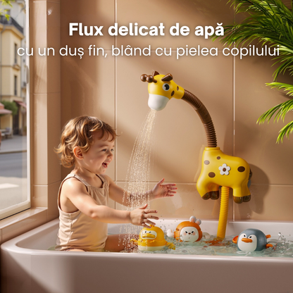 Jucarie Electrica de Baie cu Dus pentru Bebelusi si Copii Tumama®, Model Girafa, 3 Jucarii Plutitoare