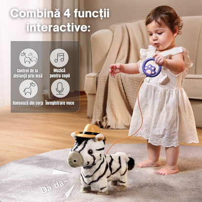 Jucarie Interactiva Zebra Tumama®, Imita, Merge, Necheaza si Misca din Cap si Corp