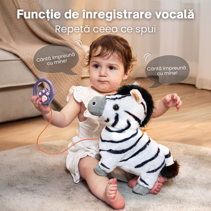 Jucarie Interactiva Zebra Tumama®, Imita, Merge, Necheaza si Misca din Cap si Corp