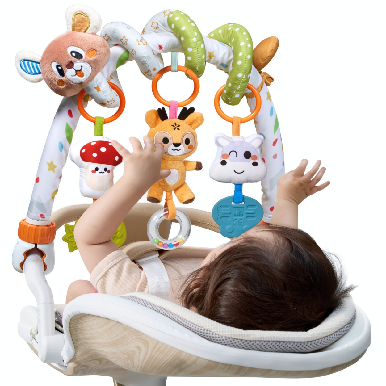 Set 2 in 1 Tumama® – Arcada cu Jucarii pentru Carucior, Patut si Scaun Auto - Model Ursulet