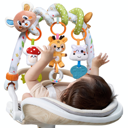 Set 2 in 1 Tumama® – Arcada cu Jucarii pentru Carucior, Patut si Scaun Auto - Model Ursulet