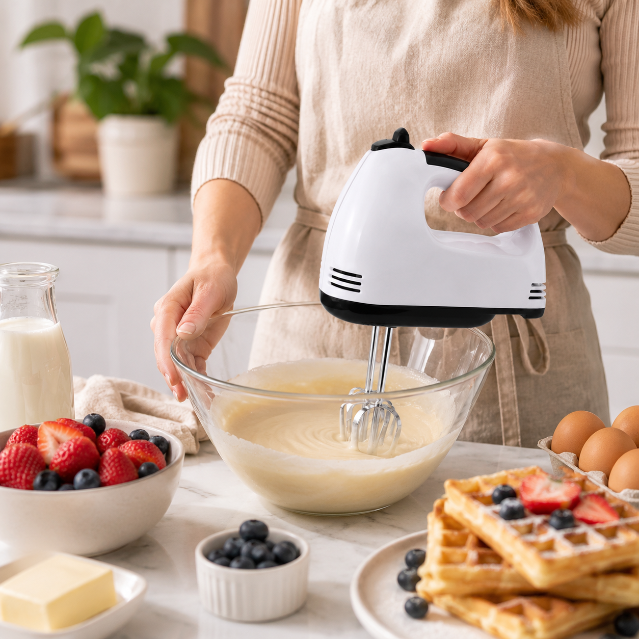 1+1 GRATIS – Mixer de Mână Scarlett, 7 Viteze, Compact și Ușor, cu Palete pentru Mixare și Cârlige pentru Aluat