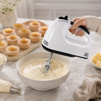 1+1 GRATIS – Mixer de Mână Scarlett, 7 Viteze, Compact și Ușor, cu Palete pentru Mixare și Cârlige pentru Aluat